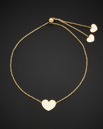 Italian Gold 14k  Adjustable Heart Bracelet In Nocolor
