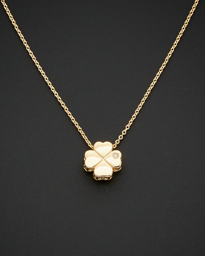 Italian Gold 14k  Diamond Leaf Necklace