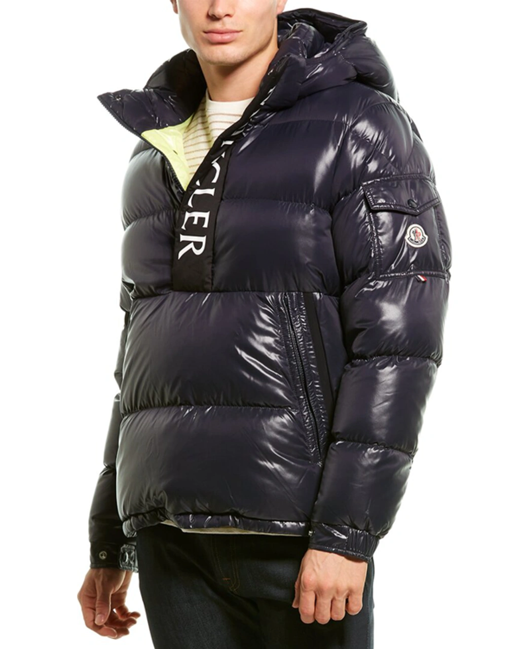 Moncler Men's Maury Logo Hooded Jacket In Blue | ModeSens