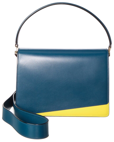 Valextra Swing Leather Shoulder Bag In Blue