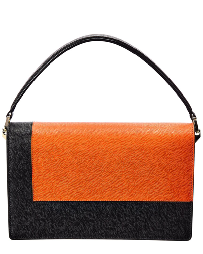 Valextra Swing Medium Leather Shoulder Bag In Orange