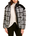 Moncler Erine Houndstooth Check Down Puffer Jacket In Black