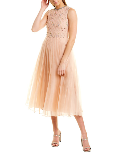 Red Valentino Organza Silk Midi Dress In Pink