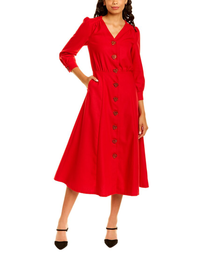 Olivia Rubin Mia Button-down Midi Dress In Red