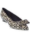 Ferragamo Viva Bow Gancini-print Canvas Ballerina Flats In Beige