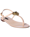Dolce & Gabbana Leather Devotion Heart Sandals In Pink