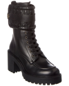 Ferragamo Shiraz Leather Combat Boot In Black