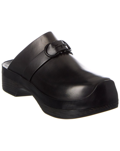 Ferragamo Nope D Leather Mule In Black