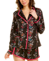 Morgan Lane Floral Jacquard Pajama Shirt In Black