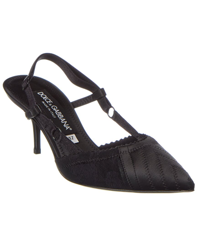 Dolce & Gabbana Corset Satin Slingback Pump In Black