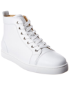 Christian Louboutin Louis Orlato Full-grain Leather High-top Sneakers In White