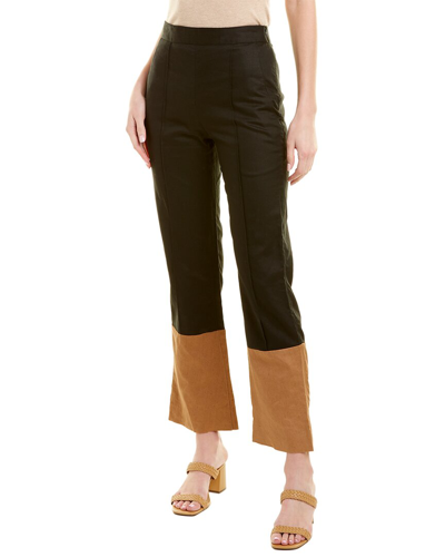 Arias Two-tone Linen-blend Flare Pant