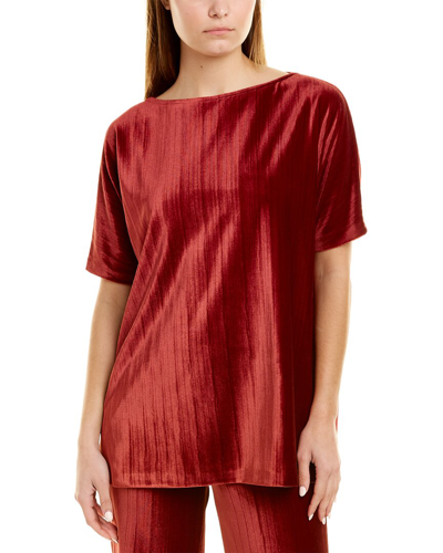 St John Crushed Velvet Top In Red