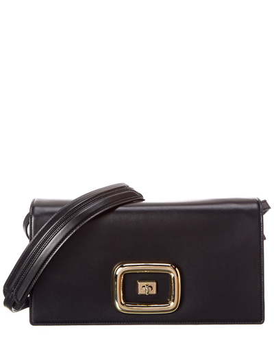 Roger Vivier Viv Choc Patent Leather Chain Bag In Black