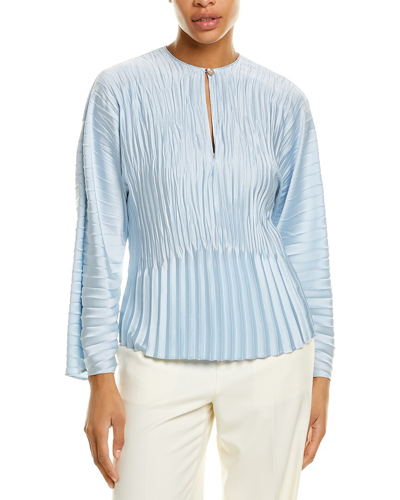 Vince Long Sleeve Pleated V-neck Blouse In Nocolor