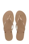 Havaianas Slim Logo-embossed Rubber Flip Flops In Rose Gold