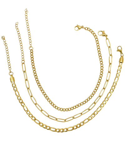 Adornia 14k Plated Mixed Chain Ankle Bracelet Set