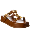 Valentino Women's Square Toe Pyramid Studded Platform Slide Sandals In Brown