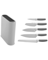 BERGHOFF LEO 6PC STAINLESS STEEL KNIFE SET WITH BLOCK