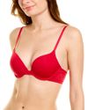 On Gossamer Sleek Micro Lace Underwire Convertible Push-up Bra In Red