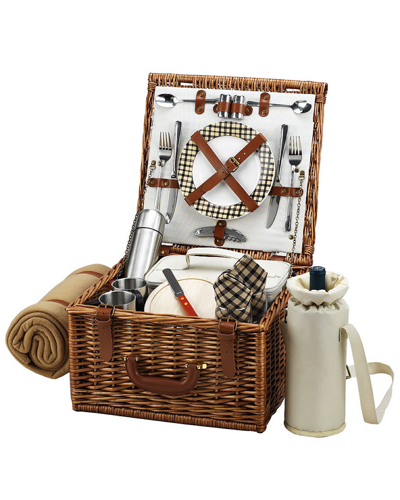 Picnic At Ascot Deluxe Cheshire Picnic Basket For 2 With Coffee & Blanket Set