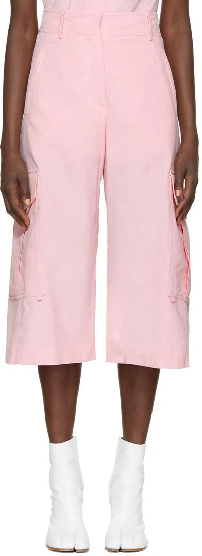 Sies Marjan Sidney Cropped Wide-leg Cotton Cargo Trousers In Pink/purple