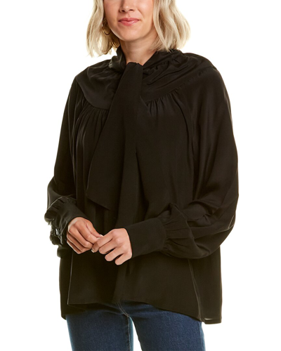 Fil De Vie Silk Pamona Blouse In Black