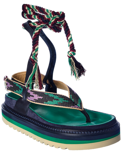 Isabel Marant 40mm Edeme Canvas & Leather Sandals In Red