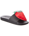 Jw Anderson Strawberry-motif Pool Slides In Black