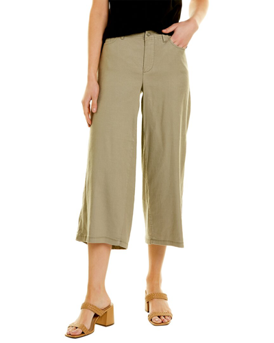 Nydj Petite Cropped Wide Leg Linen-blend Pant In Brown