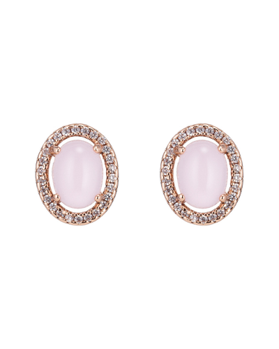 Eye Candy La Mariah Cz Crystal Rose Quartz Stud Earring
