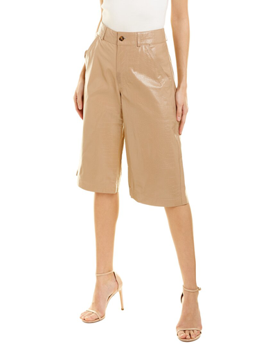 Dodo Bar Or Deniz Leather Bermuda Short In Beige