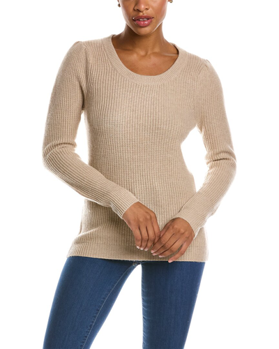 Qi Cashmere Puff Sleeve Wool & Cashmere-blend Sweater In Beige