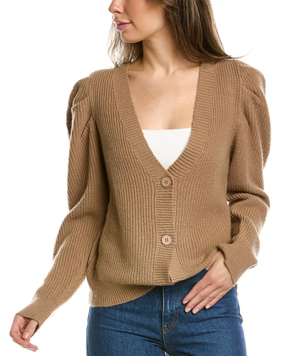 Lea & Viola Puff Sleeve Wool & Cashmere-blend Sweater In Brown
