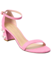 Stuart Weitzman Simple Pearls Suede Sandal In Pink