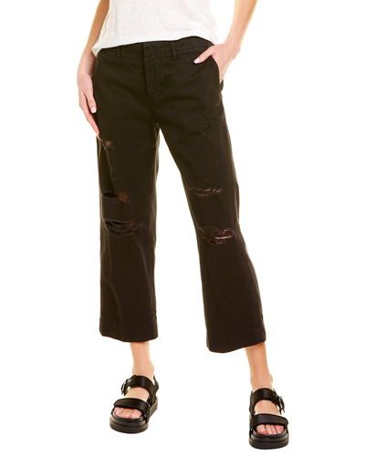 Frame Le Tomboy Washed Noir Rips Trouser In Black