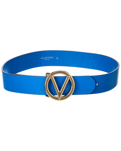 Valentino By Mario Valentino Bessy Embossed Leather Belt In Blue