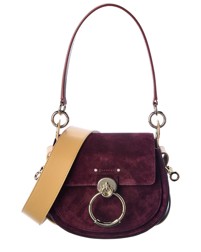 Chloé Tess Small Suede Shoulder Bag In Brown