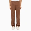 PALM ANGELS BROWN SPORTS TROUSERS WITH BANDS