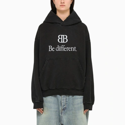 Balenciaga "be Different" Hoodie In Black