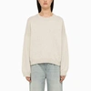 LOULOU STUDIO BEIGE CREW-NECK SWEATER IN WOOL BLEND