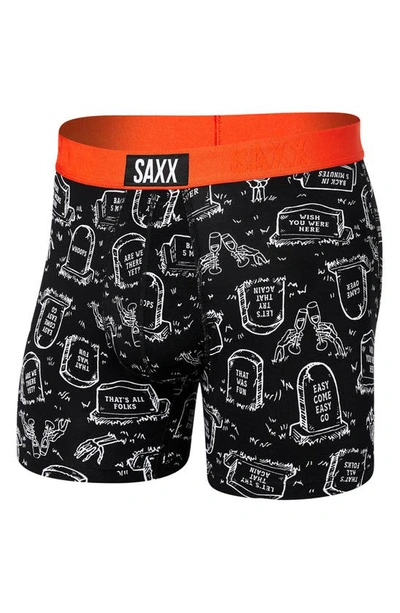 Saxx Vibe Super Soft Slim Fit Boxer Briefs In Beyond The Grave- Black