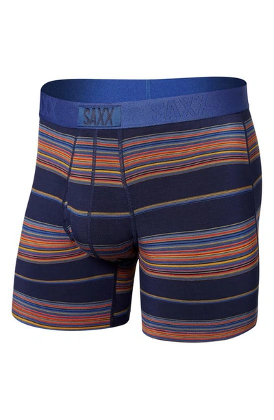 Saxx Ultra Super Soft Relaxed Fit Boxer Briefs In Horizon Stripe- Navy