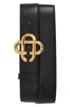 Casablanca Masao San Logo Buckle Leather Belt In Black