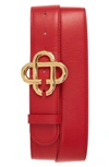 Casablanca Cc Logo Leather Belt In Red