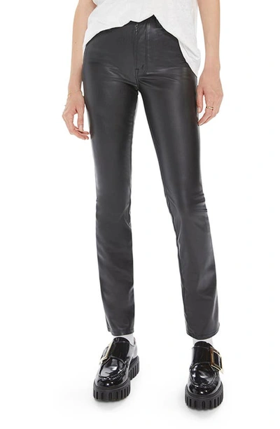 Mother The Dazzler Skimp Coated High Waist Slim Straight Leg Jeans In Black