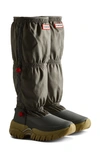 Hunter Wanderer Waterproof Insulated Tall Snow Boot In Urban Grey/ Wild Green