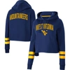 Colosseum Navy West Virginia Mountaineers Throwback Stripe Cropped Pullover Hoodie In Navy