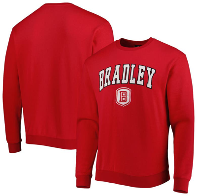 Colosseum Red Bradley Braves Arch Over Logo Pullover Sweatshirt