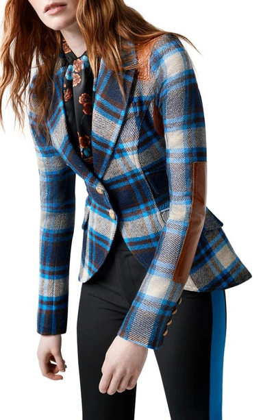 Smythe Rifle-patch Equestrian With Rectangle Patch In Cobalt Plaid